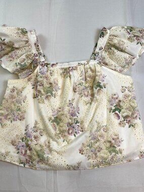 Floral Eyelet Babydoll Top | Cottagecore Spring Blouse 🌸 Solitaire